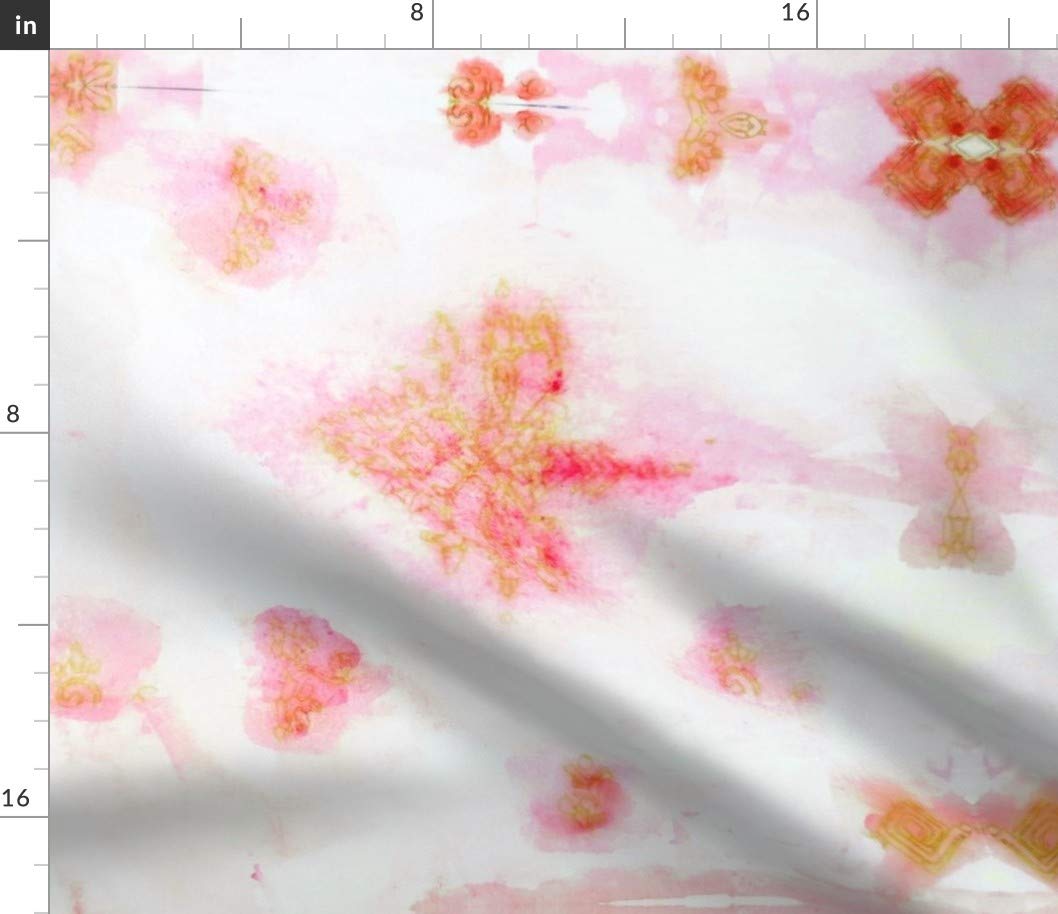 Pink Gold Block Print Watercolor Fabric by Spoonflower - Petal Signature Cotton Fat Quarter for Sewing, Quilting, Apparel & Crafts | Perfect for Girls Room Nursery Decor & DIY Home Projects