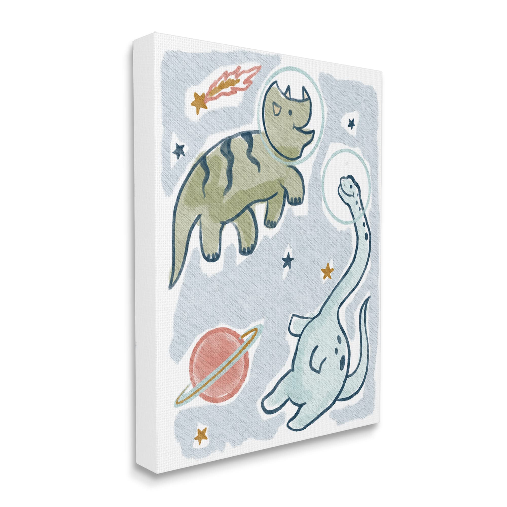Stupell Industries Playful Dinosaurs in Outer Space with Planets & Stars Wall Art - Nursery Decor, Kids Room Decor, Playroom Decor | Designed by Lil' Rue