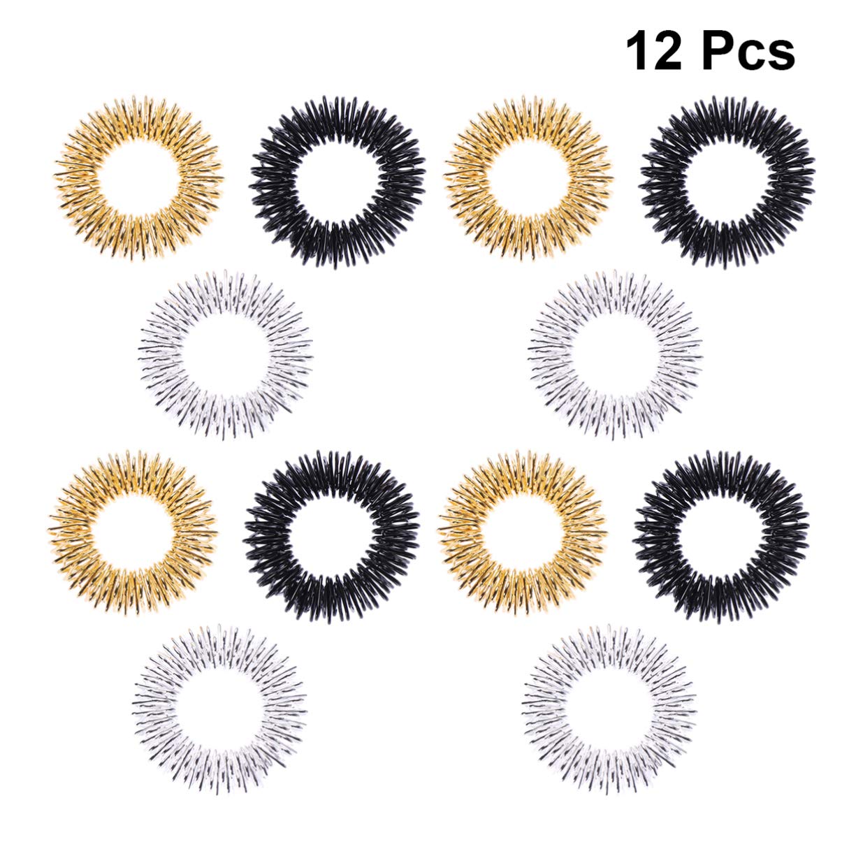 12-Piece Spiky Sensory Finger Massager Set - Gold, Silver & Black Colors for Stress Relief, Anxiety & Focus - Perfect for Office, Therapy & Home Relaxation