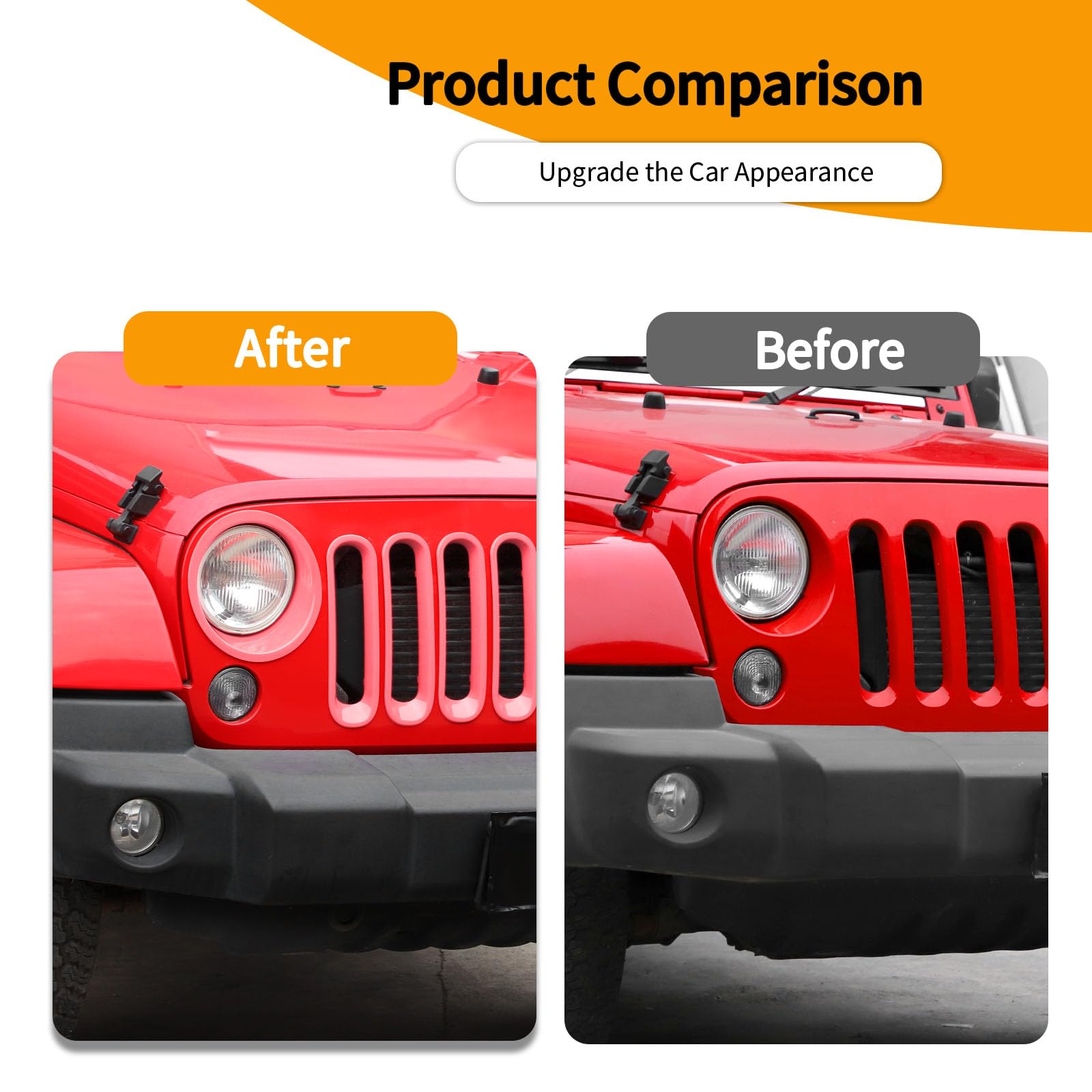 Hoolcar Pink Front Grille Insert Cover & Headlight Bezel Cover Trim for Jeep Wrangler JK JKU 2007-2017 - Durable Exterior Accessories for Off-Road Adventure & Custom Styling