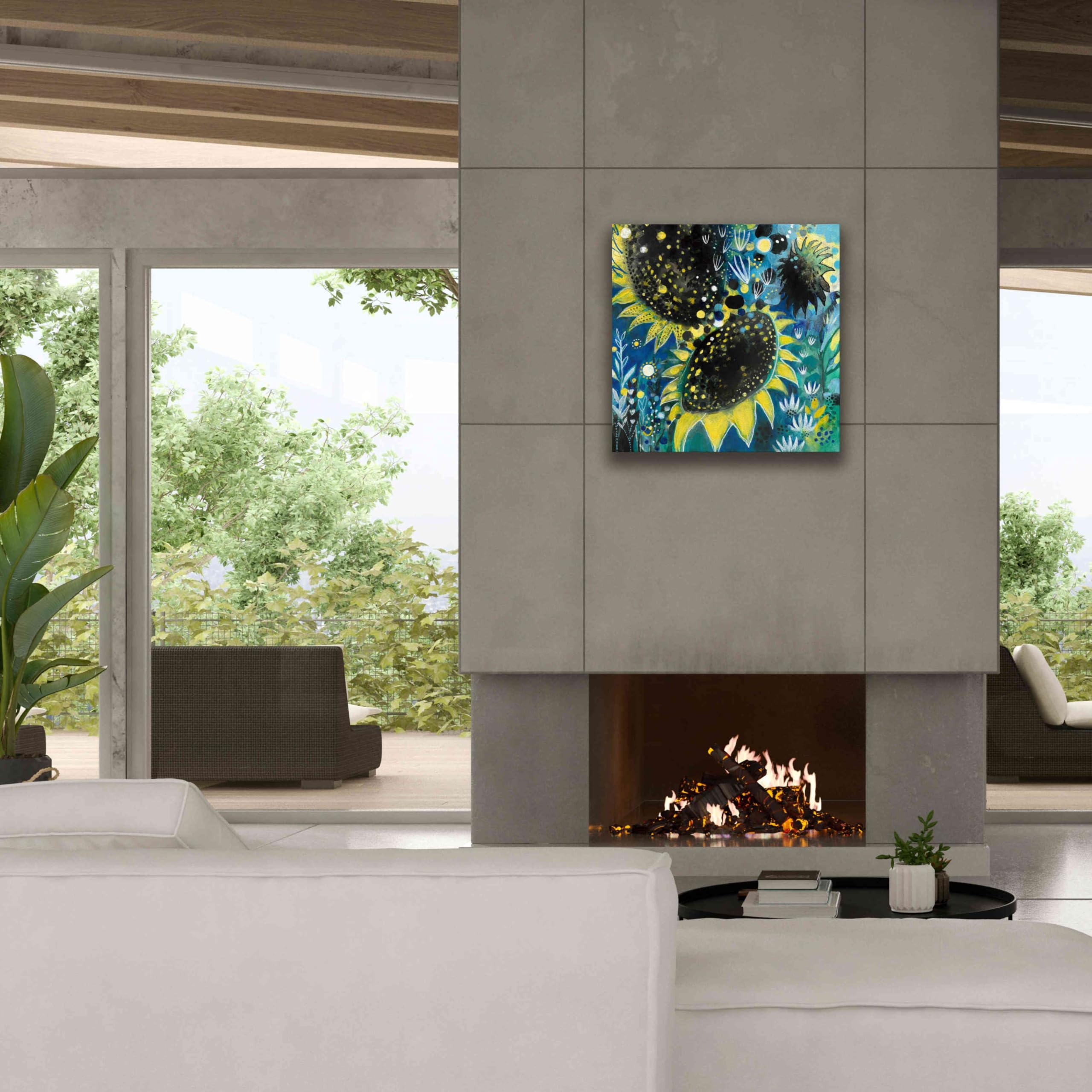 Epic Graffiti 'Sunflower Kisses' by Corina Capri - 26x26 Inch Giclee Canvas Wall Art Print - Modern Home Decor for Living Room, Bedroom & Office