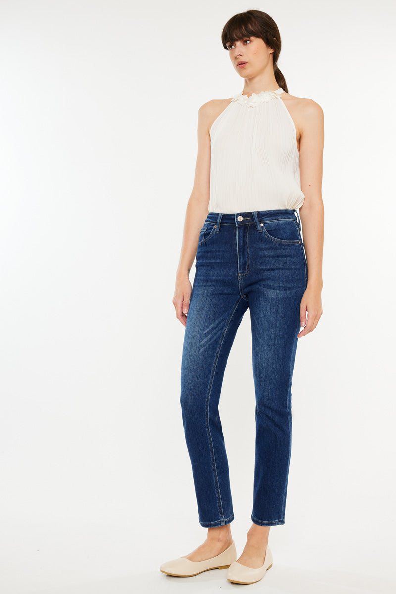 Adaline Essentials High Rise Slim Straight Leg Jeans for Women - Comfortable Stretch Denim Pants for Casual Wear, Office & Everyday Outfits