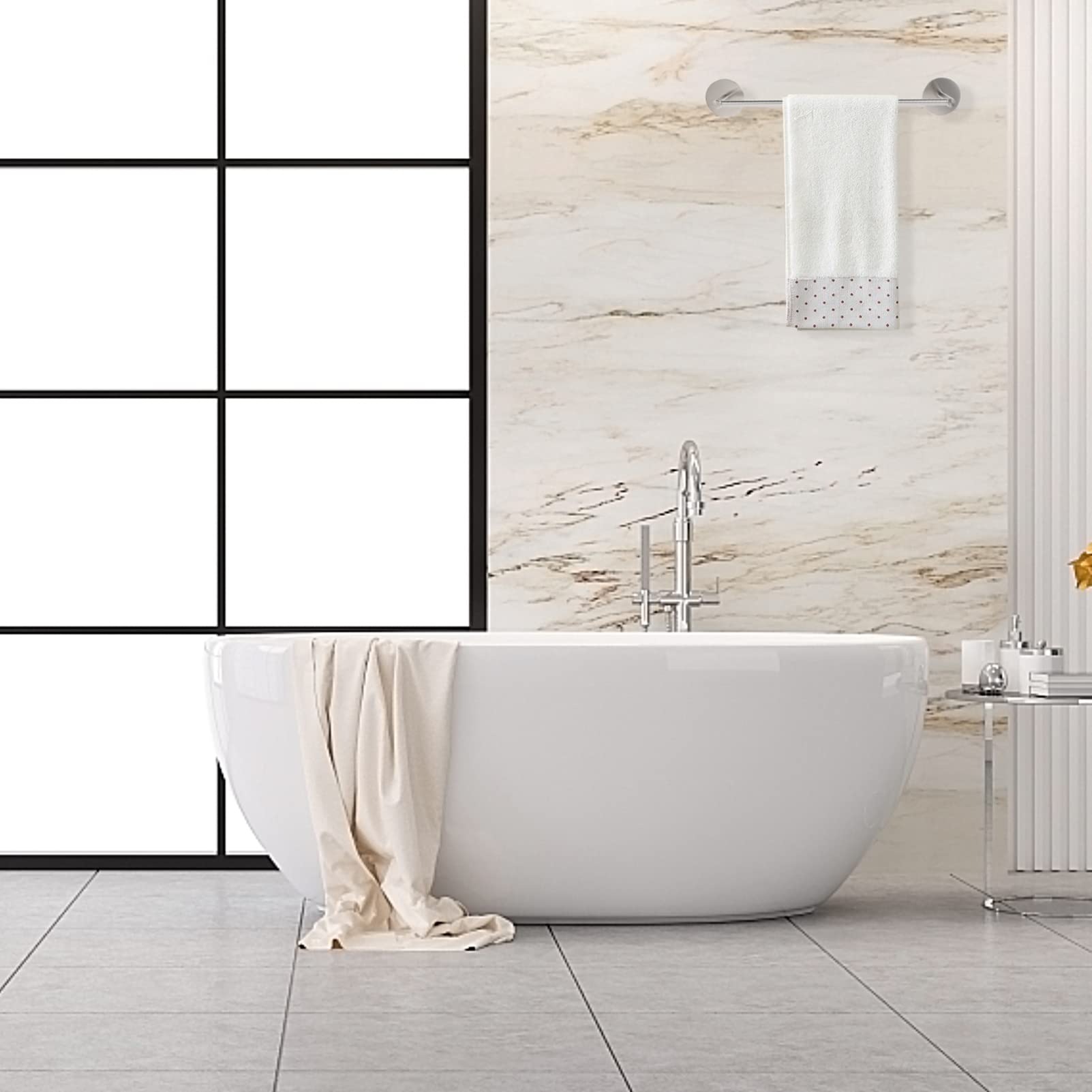 DOITOOL Stainless Steel Adhesive Towel Rack - 30cm Bathroom & Kitchen Towel Holder with Hanging Bar - Space Saving Wall Mount Shelf for Robes, Towels & Accessories - Perfect for Small Bathrooms, Apartments & Dorm Rooms