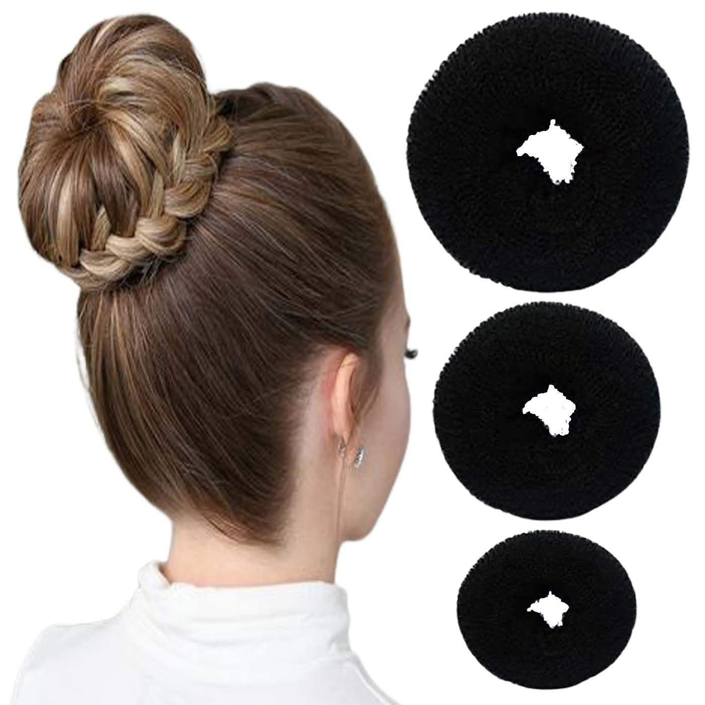 Prime Set of 3 Pcs Bun Maker Hair Donut - Hair Accessories for Women & Girls - Create Perfect Buns & Updos for Parties, Weddings & Everyday Styling