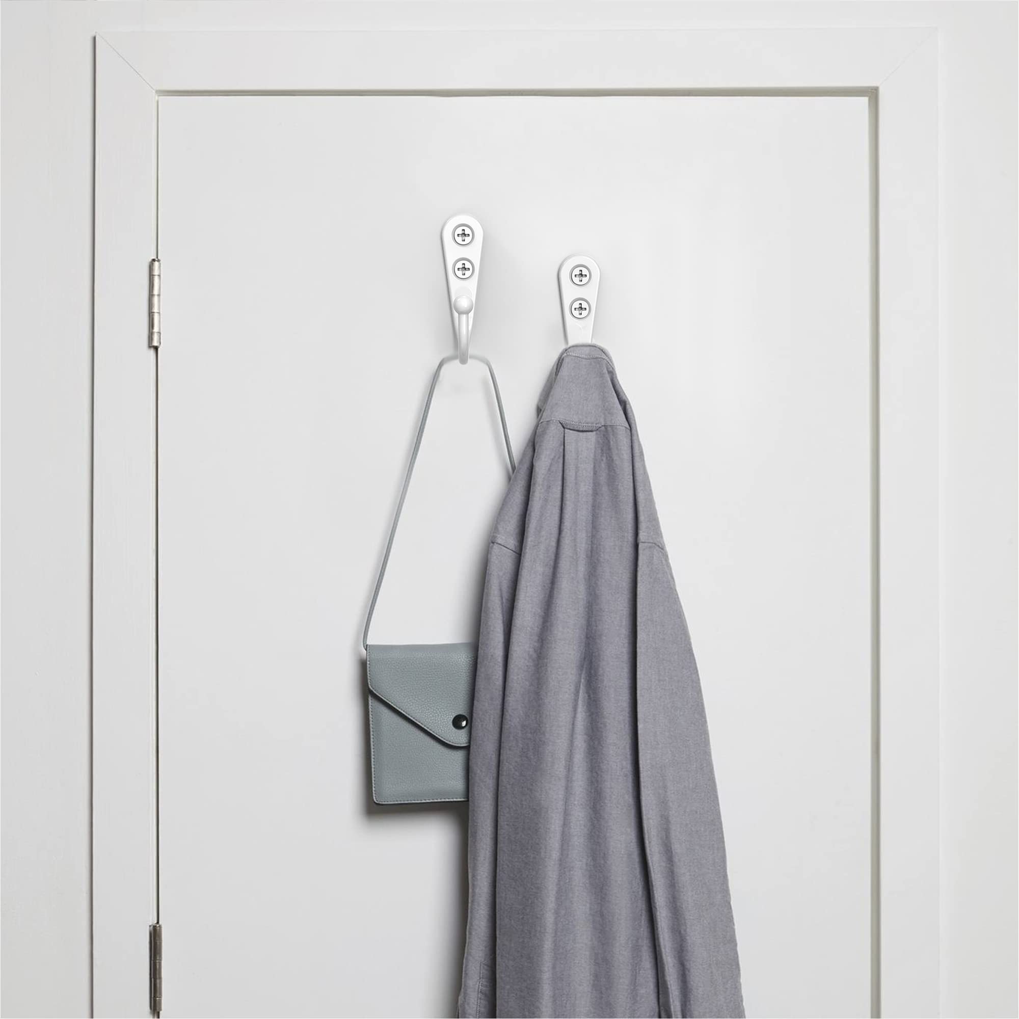 15PCS White Wall Hooks for Towels, Robes & Coats - Heavy Duty Coat Hooks with 30 Screws - Perfect for Bathroom, Bedroom, Kitchen & Entryway Organization