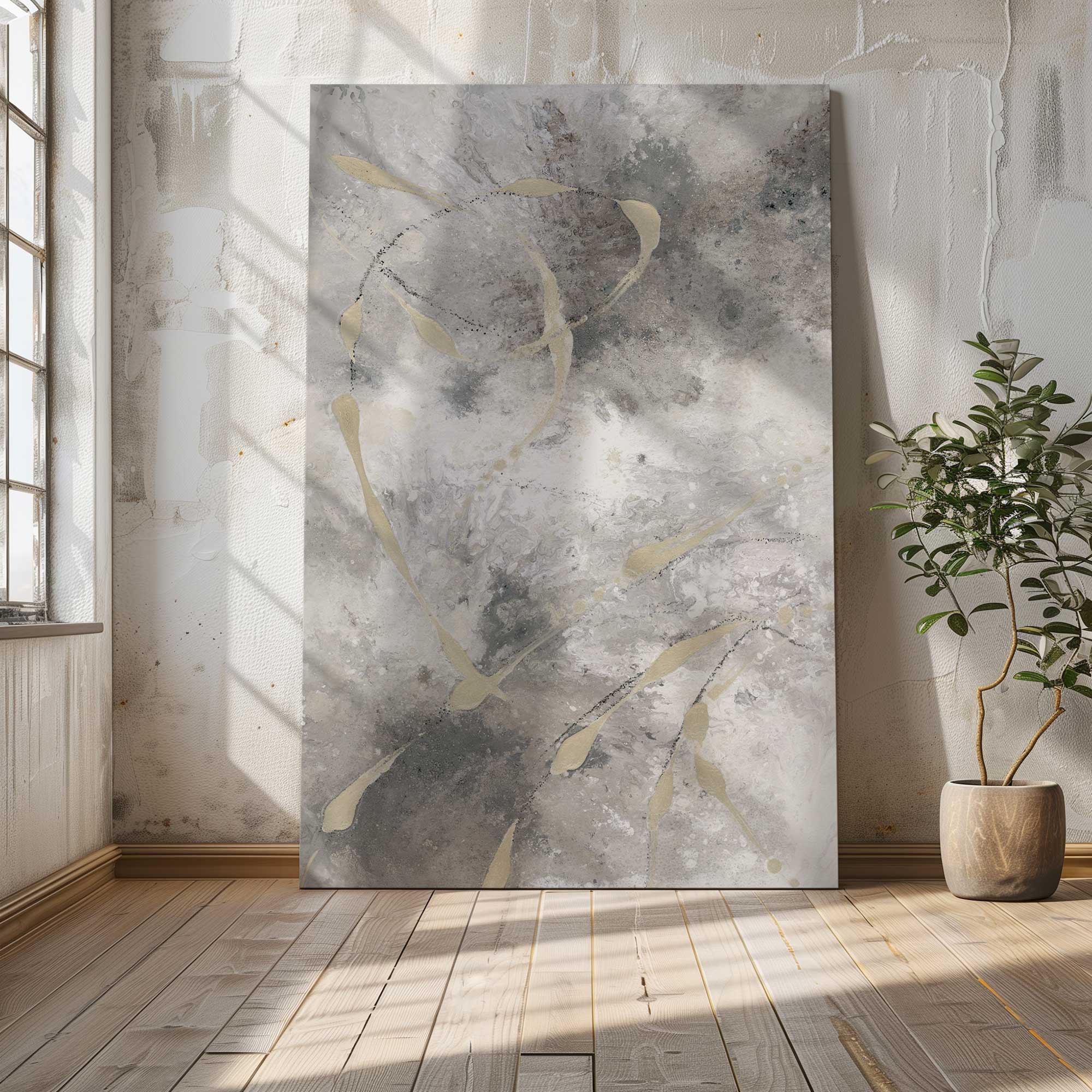 Gilded Whispers v1 Large Canvas Print - Premium Wall Art for Living Room, Bedroom & Office Decor | Modern Abstract Painting for Home & Office