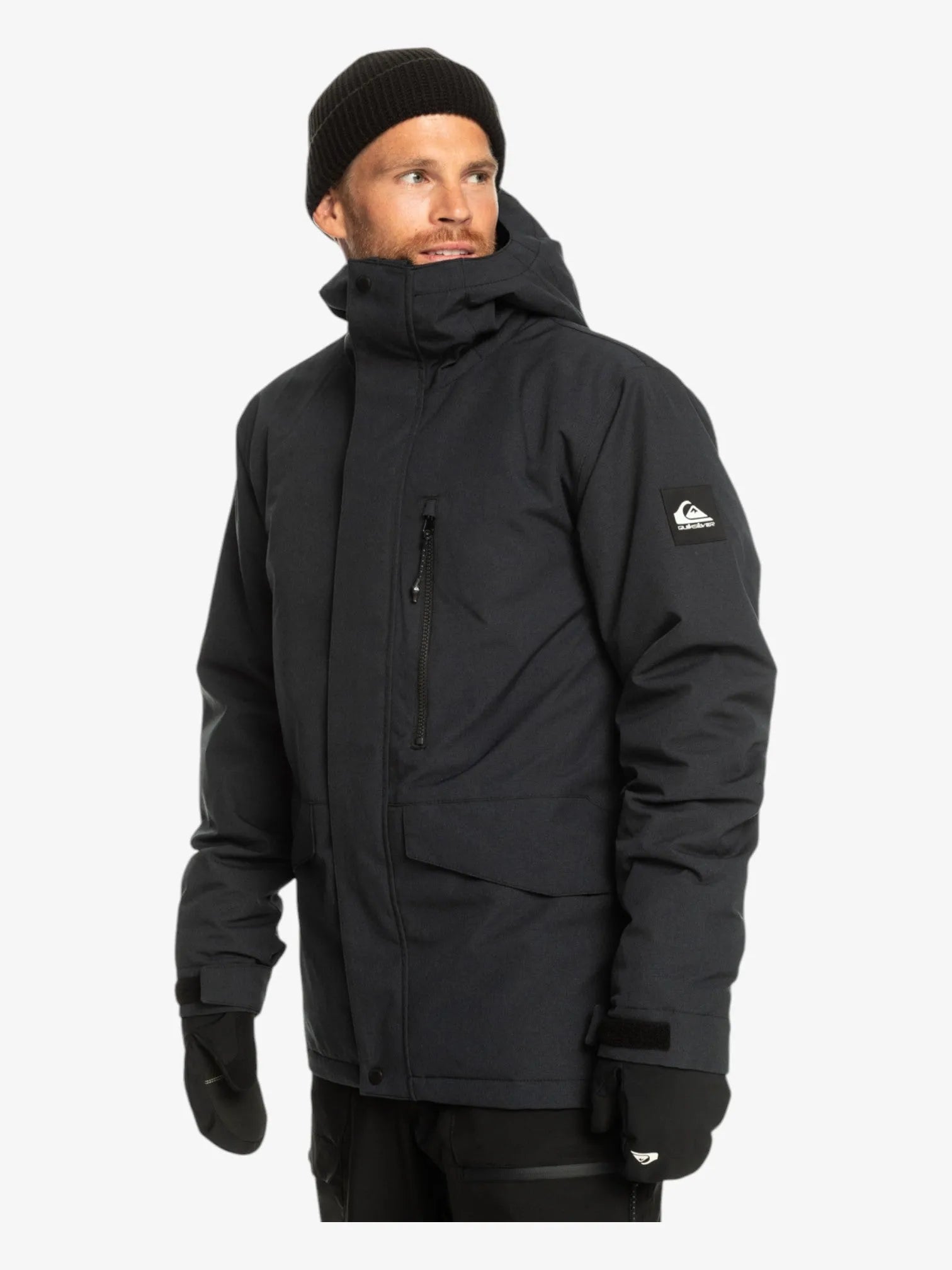 Quiksilver Mission Solid Black Snow Jacket - Waterproof & Insulated Winter Coat for Skiing, Snowboarding & Outdoor Adventures