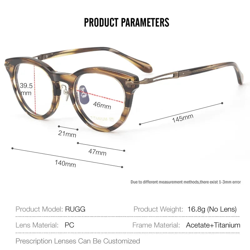Aror Unisex Full Rim Oval Round Acetate Titanium Eyeglasses 39546 | Lightweight & Durable Frames for Men & Women | Perfect for Reading, Work & Everyday Use