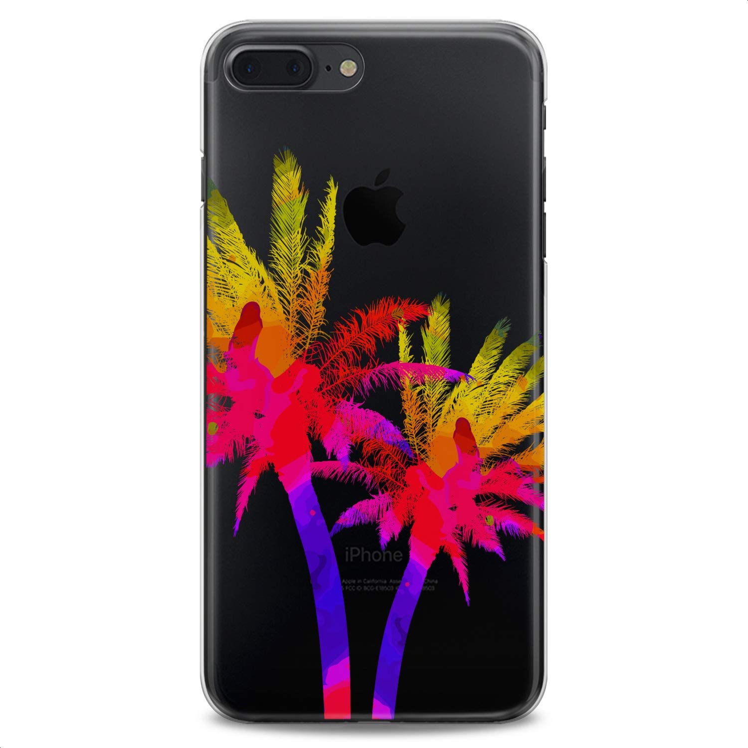 Trendy TPU Phone Case for iPhone 16/15/14/13/12/11 Pro Max/Plus/Mini/XS/XR/X/8+/7/6/5/SE - Vibrant Pink Tropical Palm Tree Design, Slim Flexible Silicone Cover with Clear Print (Perfect for Beach Vacations, Summer Outings & Girls' Accessories)