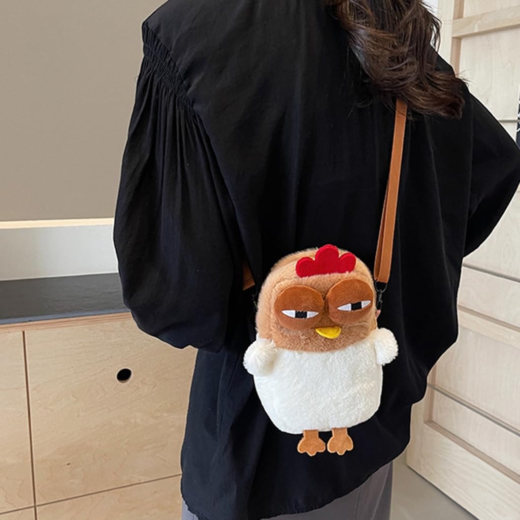 Soft Plush Chicken Shoulder Bag for Women & Kids - Cute Coin Purse & Small Items Organizer - Fashion Crossbody Satchel for Daily Use, Travel, and School Accessories