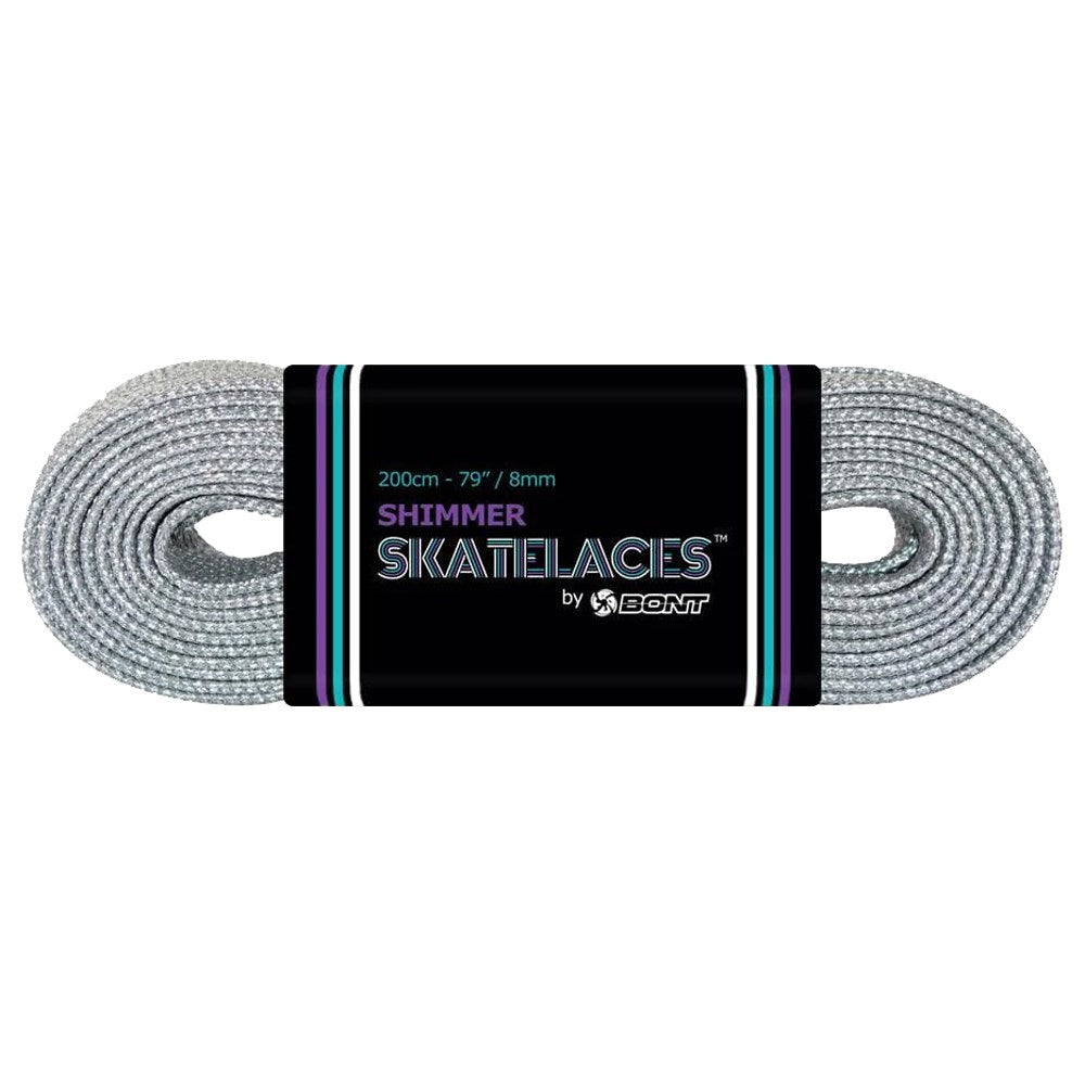 Bont Shimmer Waxed Lace Roller Skates - 8mm Cyborg Silver for Outdoor & Indoor Skating - Perfect for Derby, Rink, and Street Skating