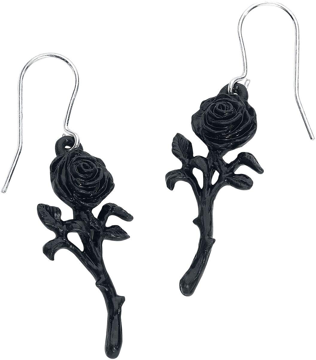 Alchemy Gothic Black Rose Earrings – Gothic Jewelry for Women, Vintage Style Dangle Earrings – Perfect for Halloween, Gothic Weddings & Dark Romance Outfits