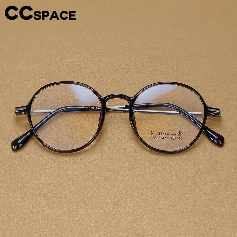 CCspace Unisex Full Rim Round TR90 Titanium Eyeglasses 57098 - Lightweight & Durable Glasses for Work, Reading & Everyday Use