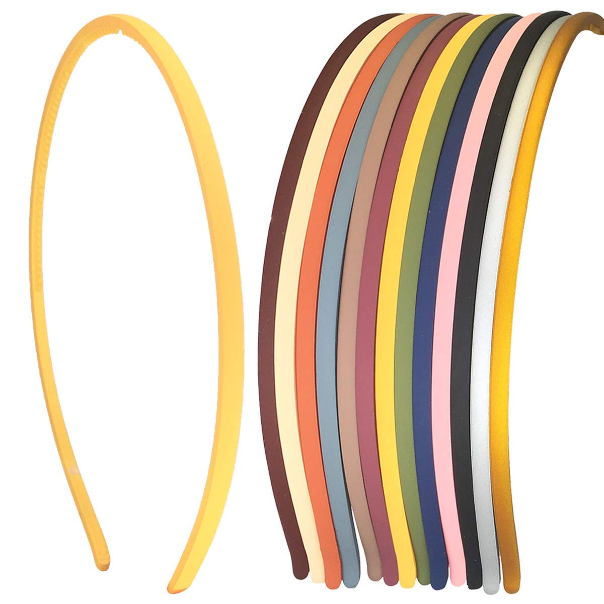 13pcs 4mm Thin Headbands for Women & Girls - Plastic Skinny Hair Bands with Teeth - Non-Slip Hair Hoops for Sports, Workouts, Yoga & Everyday Wear