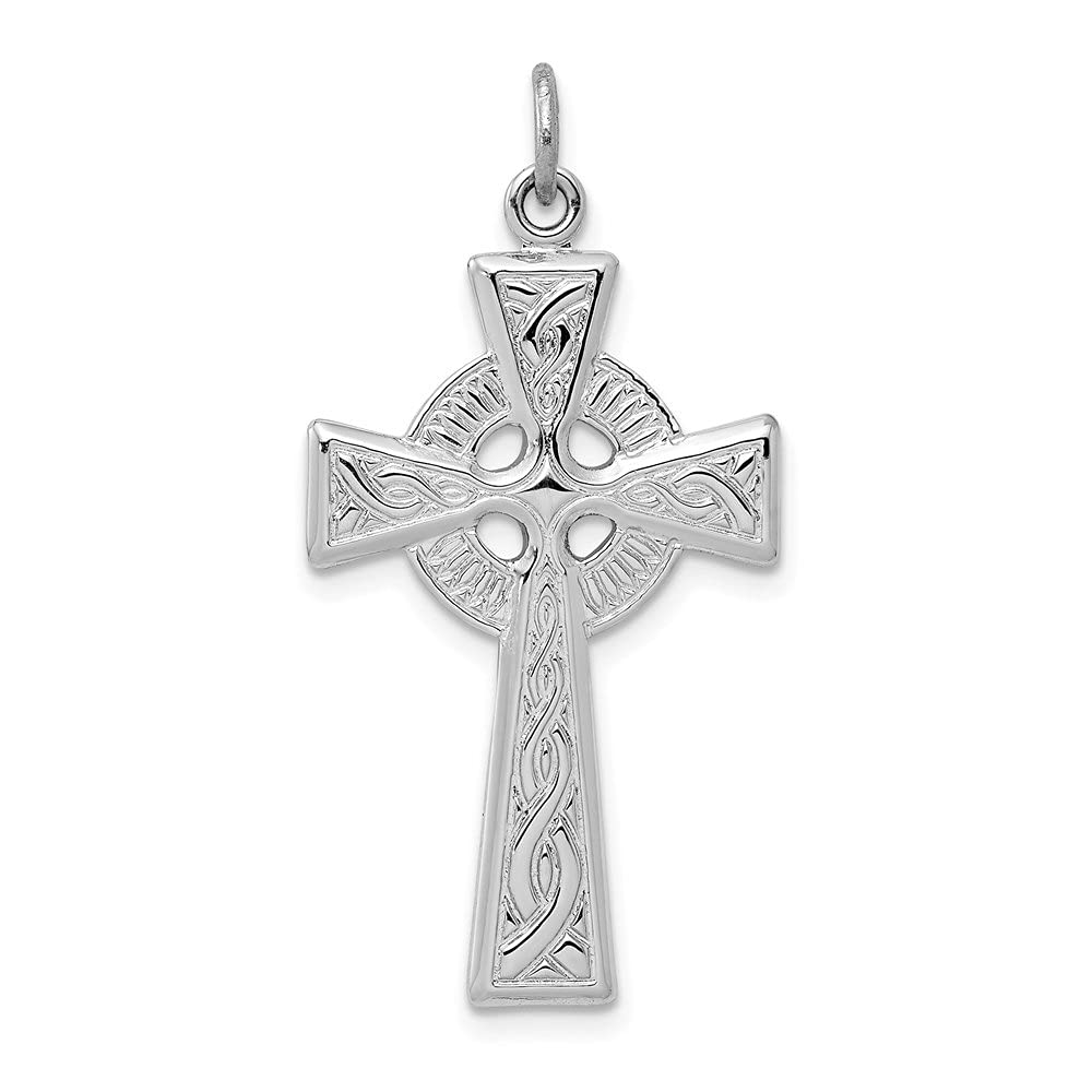 925 Sterling Silver Rhodium-Plated Celtic Cross Pendant Necklace for Women | Elegant Religious Jewelry Gift for Christmas, Baptism & Everyday Wear