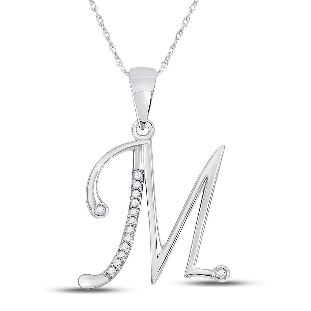 10K White Gold Women's Round Diamond Initial 