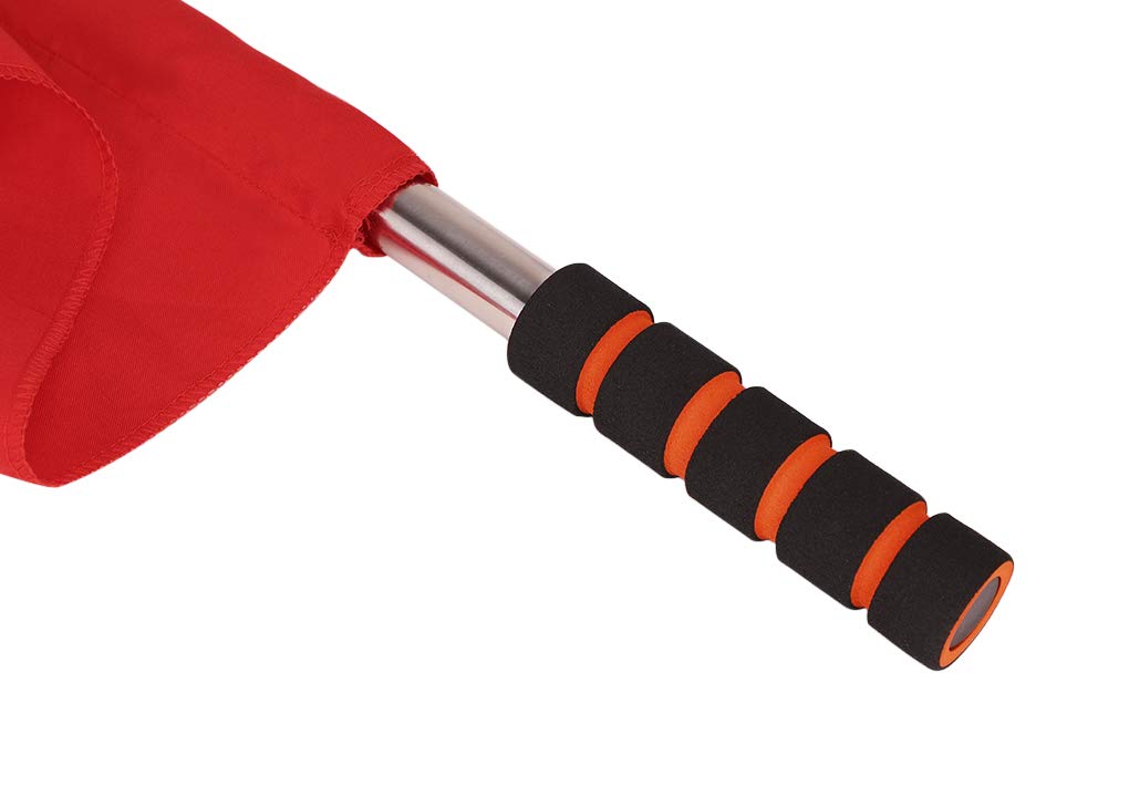 Referee Flag with Metal Pole & Foam Handle - Red Linesman Flag for Soccer, Rugby, Hockey - Durable Athletic Training Flag for Track & Field, Volleyball, Football Games - Perfect for Sports Competitions & Officiating