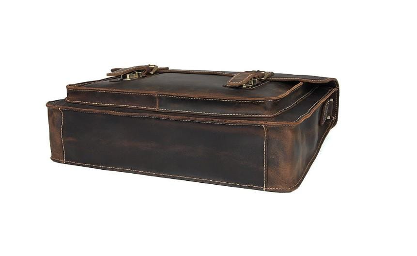 Premium Dark Brown Unisex Large Leather Laptop Bag - Stylish Travel Briefcase for Business & Work | Durable Carry-On for Commuters, Office Professionals & College Students