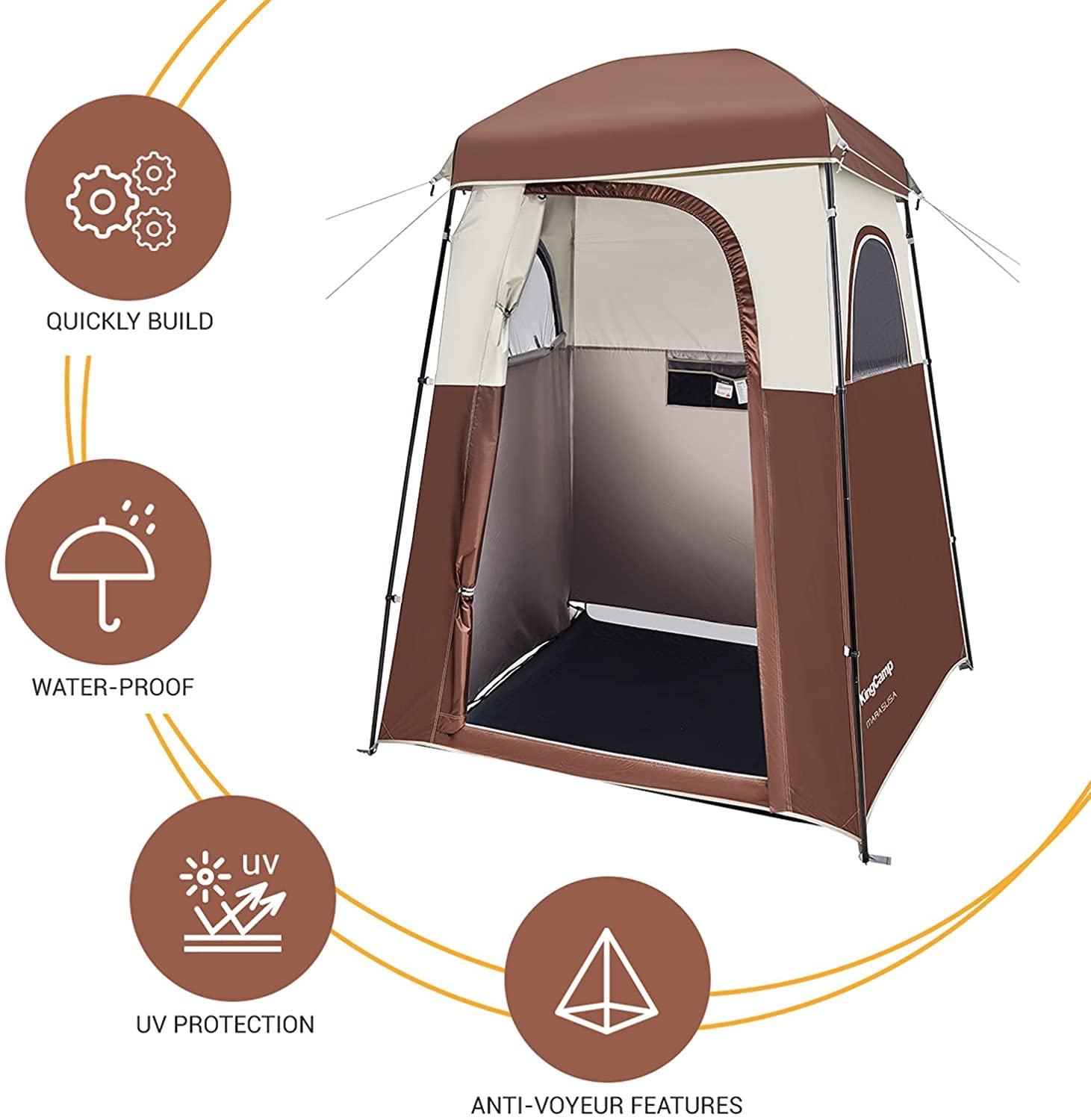 KingCamp Portable Camping Shower Tent with Waterproof Shower Bag - Outdoor Privacy Shelter for Camping, Beach, Hiking & Backpacking
