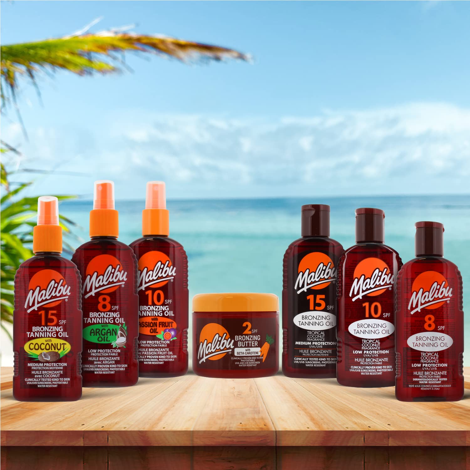 Malibu Sun Bronzing Fast Tanning Oil with Beta Carotene - Water Resistant, Tropical Coconut Scent, 200ml - Perfect for Beach, Pool & Summer Tanning