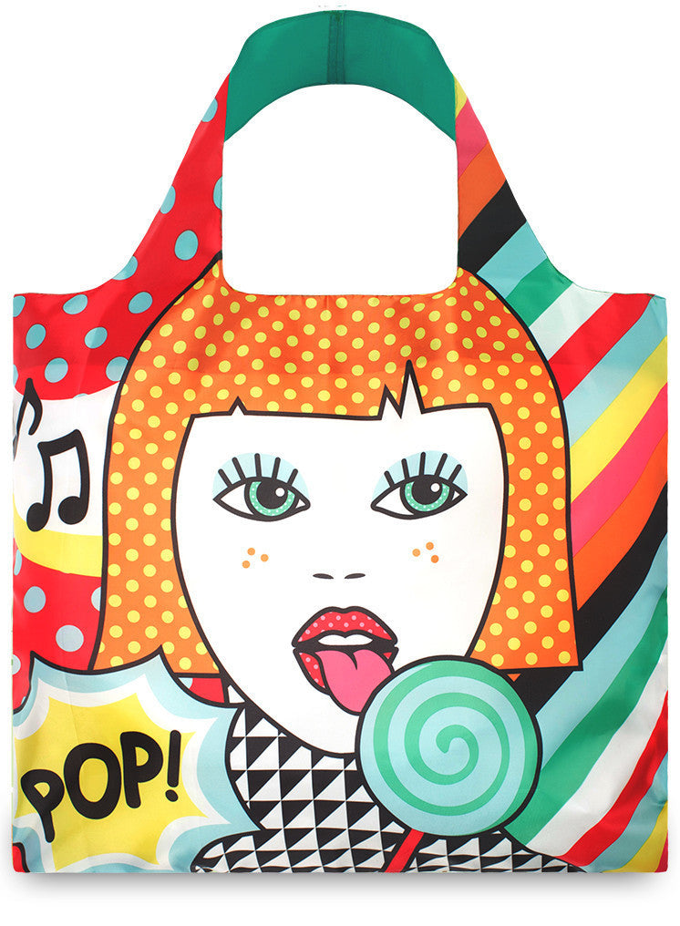 LOQI Tote Bag POP Collection - Lightweight Reusable Shopping Bag with Vibrant Art Prints | Perfect for Groceries, Travel & Everyday Use