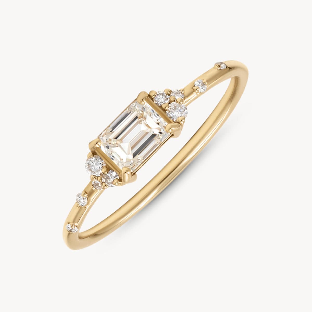 Starry East West Diamond Ring for Women - Elegant 14K Gold Stackable Band - Perfect for Engagement, Wedding & Anniversary Gifts