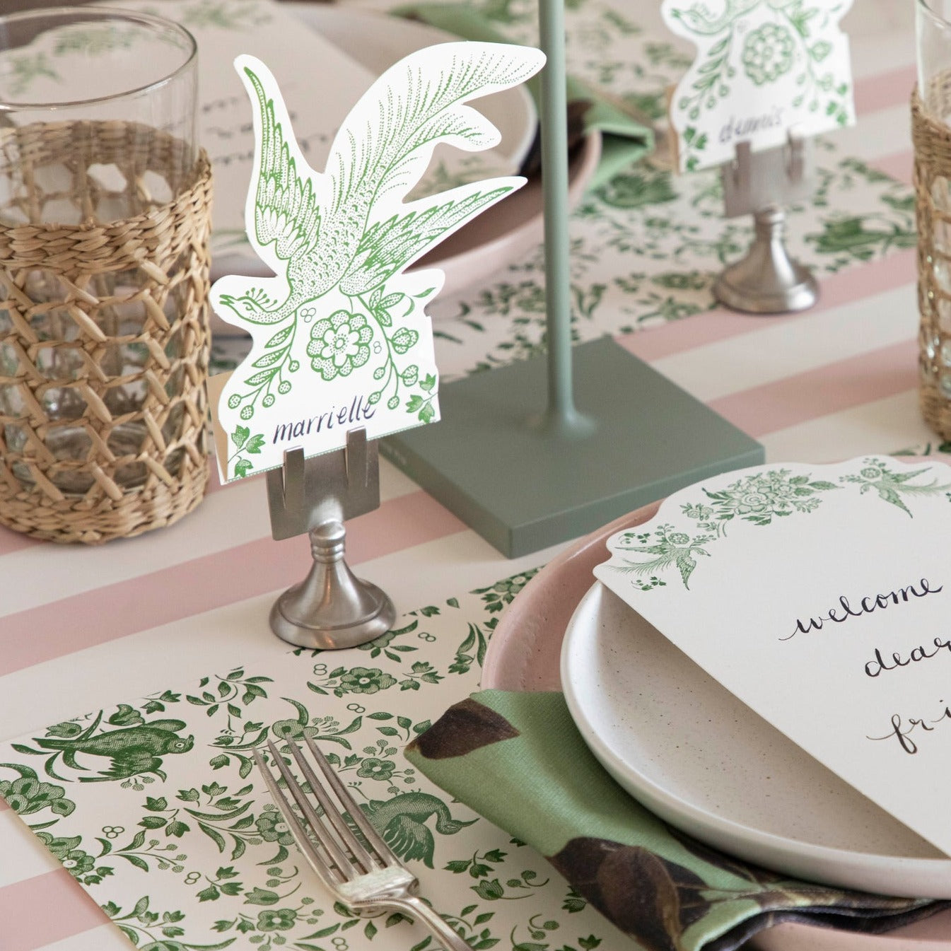 Elegant Green Peacock Placemats Set of 4 - Waterproof & Heat-Resistant Table Mats for Dining, Parties, and Home Decor