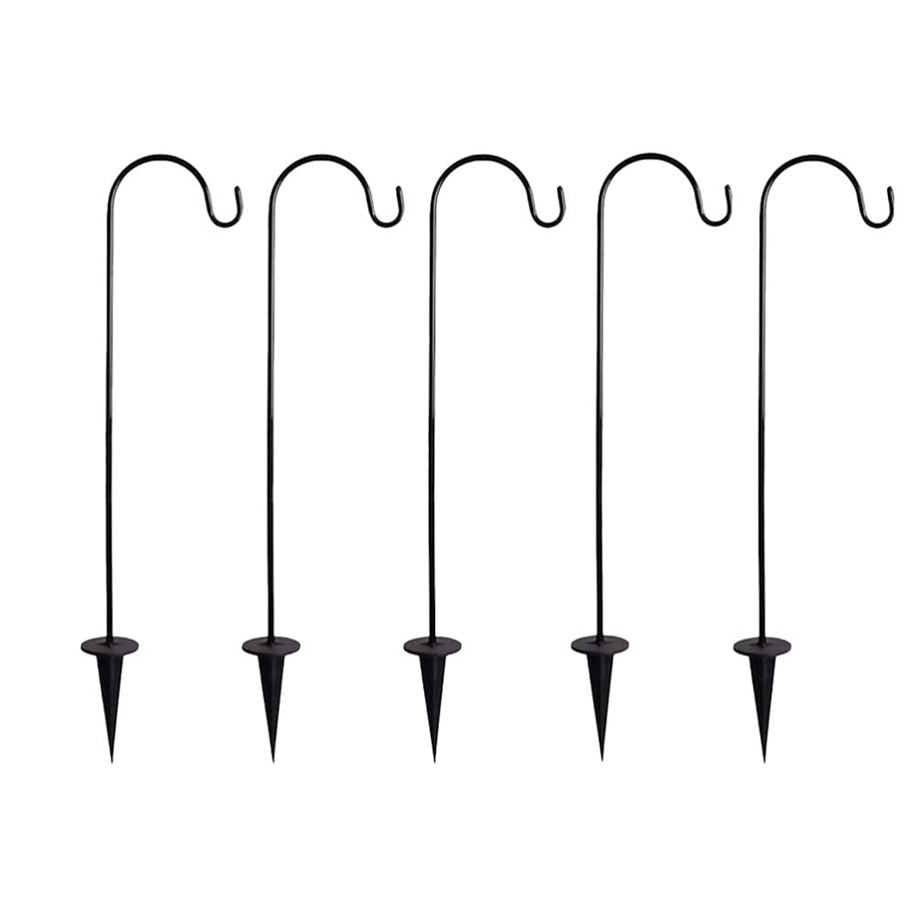 DOITOOL 5-Pack Adjustable Iron Plant Hangers - Outdoor Shepherd Hook Stands for Garden, Lawn & Patio Decor - Perfect for Hanging Solar Lights, Lanterns, Bird Feeders & Mason Jars - Ideal for Weddings, Parties & Home Gardening