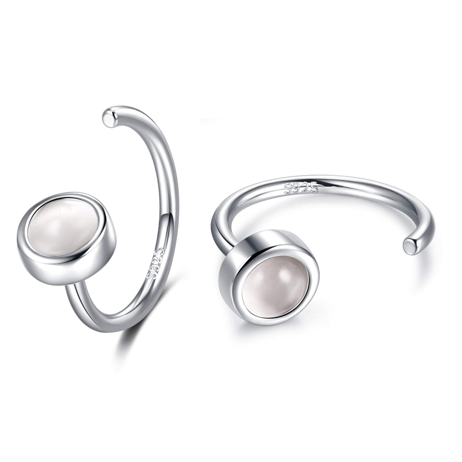 CHIC & ARTSY 925 Sterling Silver Hug Hoop Earrings with Created Gemstones - Fire Opal/Turquoise/Moonstone/CZ Tiny Hoop Earrings for Women | Perfect for Everyday Wear, Date Nights & Special Occasions