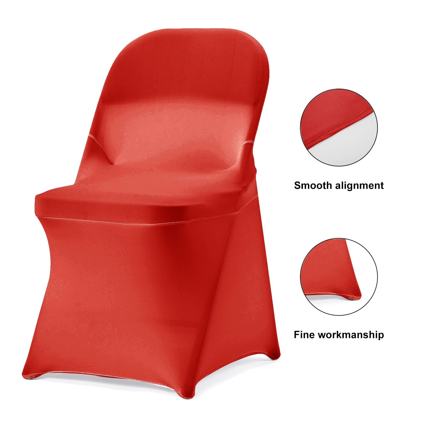 12-Piece Red Stretch Spandex Chair Slipcovers - Elastic Dining Room Chair Protectors for Wedding, Banquet, Party & Home Decor - Fits Folding Chairs (Easy Wash & Wrinkle-Free) - Perfect for Indoor & Outdoor Events