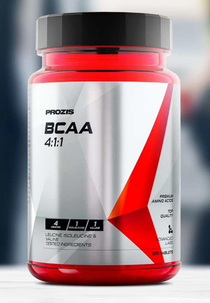 Prozis BCAA 4:1:1 100 Tablets - Branched Chain Amino Acids with Vitamin B1 & B6 for Muscle Recovery & Workout Performance | Pre & Post Workout Supplement for Athletes & Fitness Enthusiasts