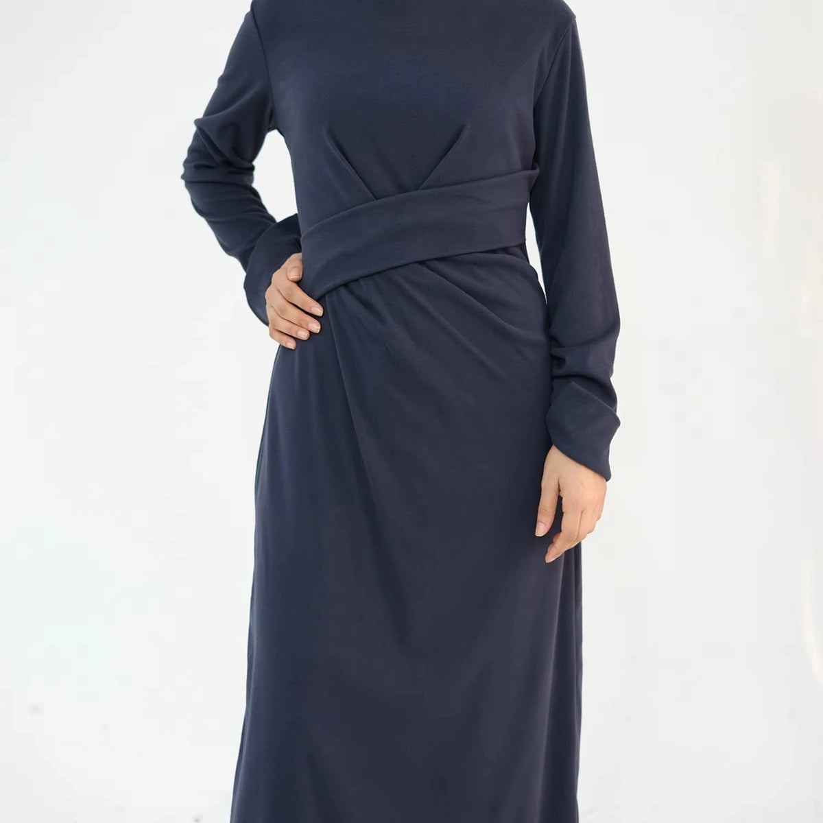 Elegant Velvet Plain Abaya Dress for Women - Modest Islamic Clothing #24889 | Perfect for Prayer, Eid, and Special Occasions