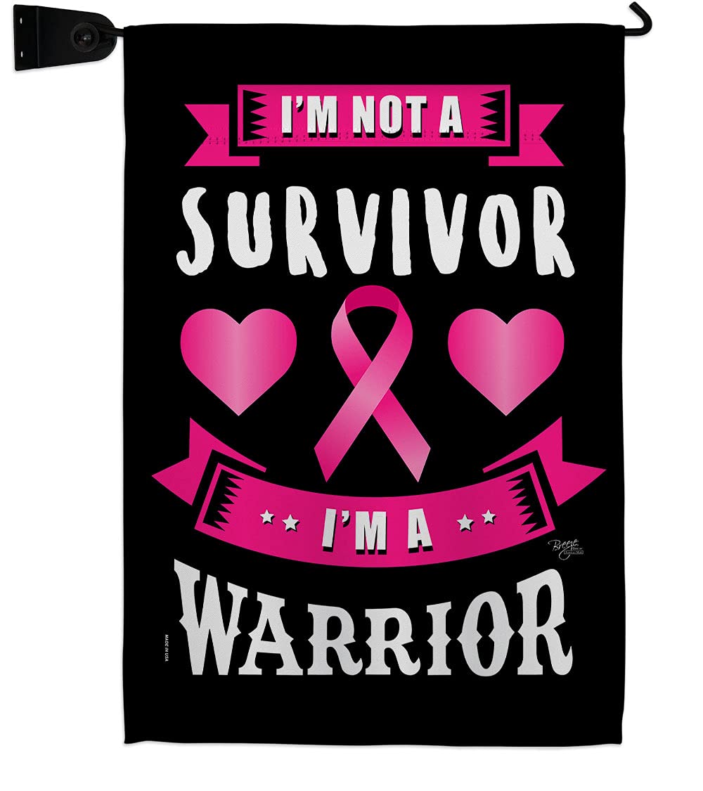 Pink Warrior Garden Flag Set - Double-Sided 13x18.5 Inch Mailbox Hanger for Cancer & Autism Awareness - Inspirational Yard Banner for Breast Cancer Survivors, BLM Support - Made in USA - Perfect for Front Yard Decor, Mailbox Accent & Awareness Campaigns