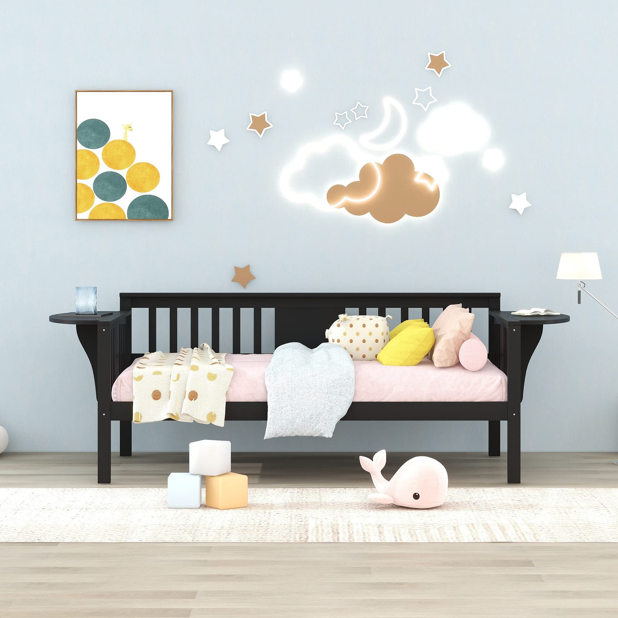 Twin Size Wooden Daybed Frame for Kids & Adults - Convertible Sofa Bed for Bedroom & Living Room - Espresso Finish - Perfect for Guest Rooms, Small Spaces & Multi-Functional Furniture Needs