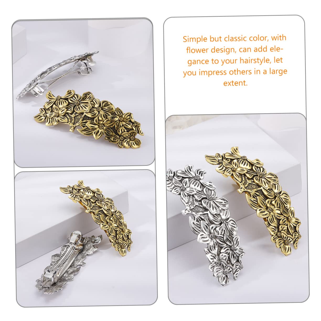 FRCOLOR 3 Sets Luxury Floral Hair Clips for Women & Girls - Elegant Metal Hair Barrettes for Wedding, Party, Prom & Special Occasions - Perfect Bridal Hair Accessories (6 PCS)