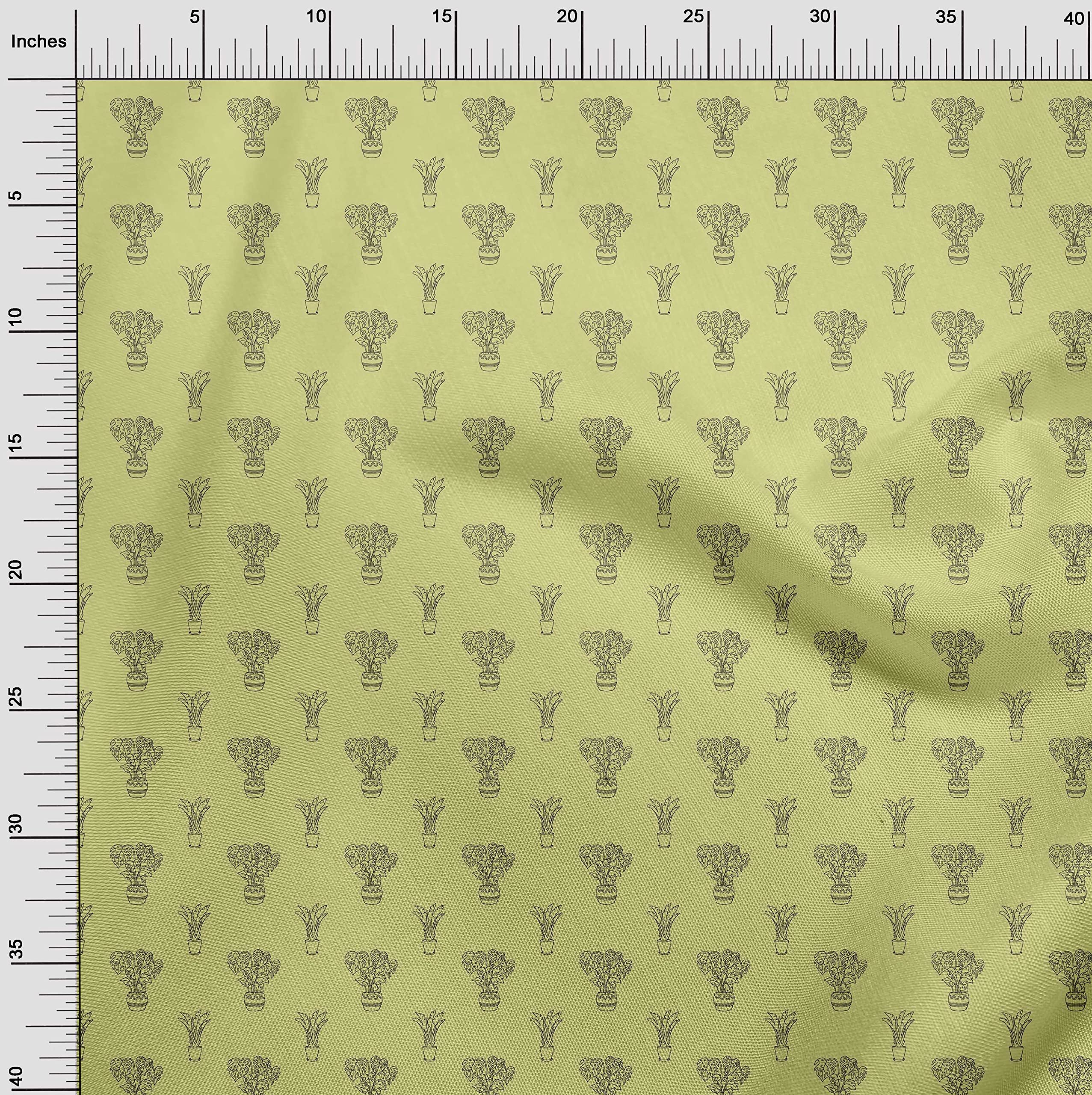 oneOone Viscose Chiffon Yellow Printed Fabric - 42 Inch Wide by The Yard for House Plants, DIY Crafts, Home Decor & Sewing Projects | Lightweight Floral Material for Curtains, Dresses & Scarf Making