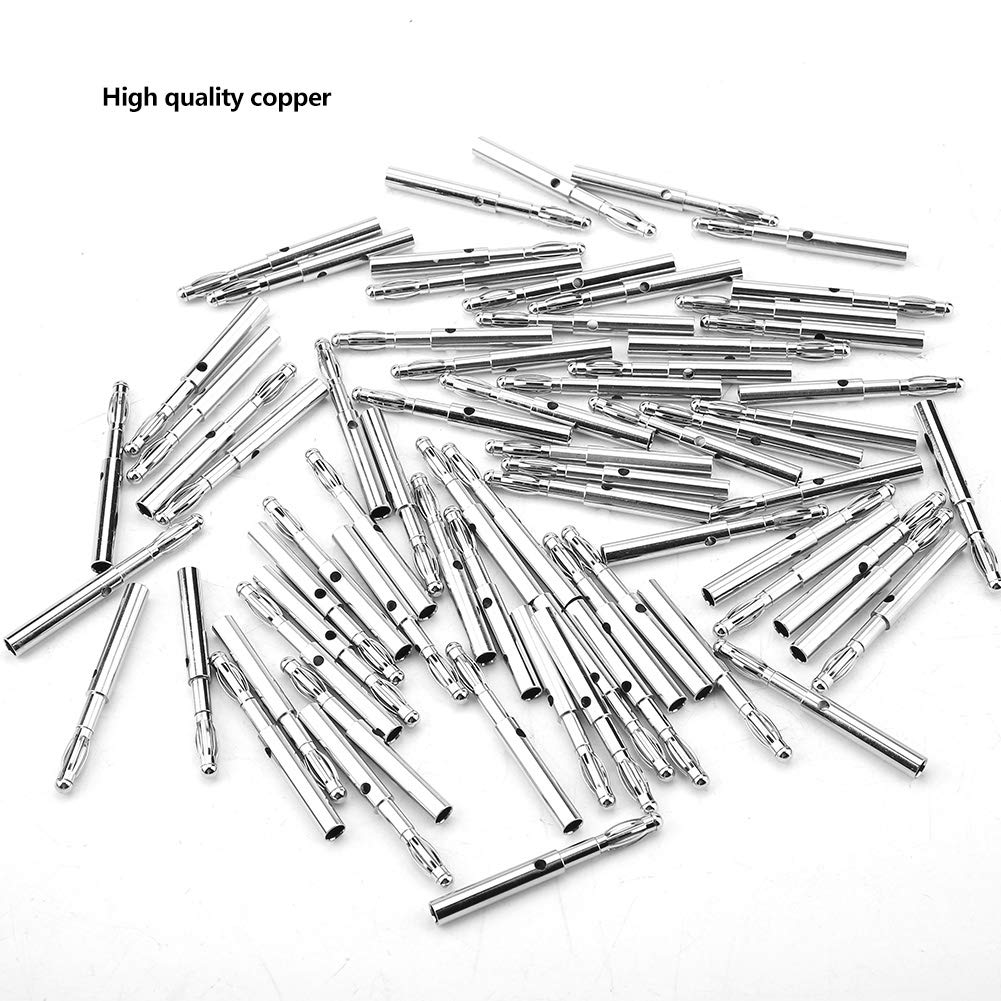 70pcs 4mm Nickel Plated Copper Banana Plugs P3005B - 1000V/10A Welding & DIY Connectors for Speaker, Amplifier & Test Equipment Assembly