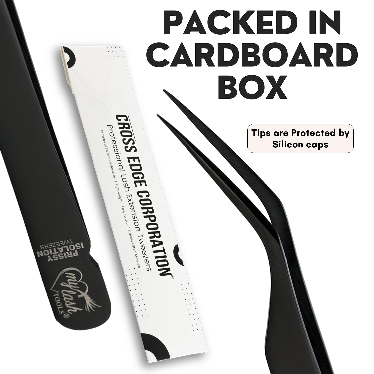 Premium Japanese Stainless Steel Eyelash Extension Tweezers - My Lash Tools Isolation Tweezers for Individual & Classic Lashes, Lightweight Precision Lash Tweezers (1pc, Black) - Perfect for Salon Professionals & DIY Lash Artists at Home