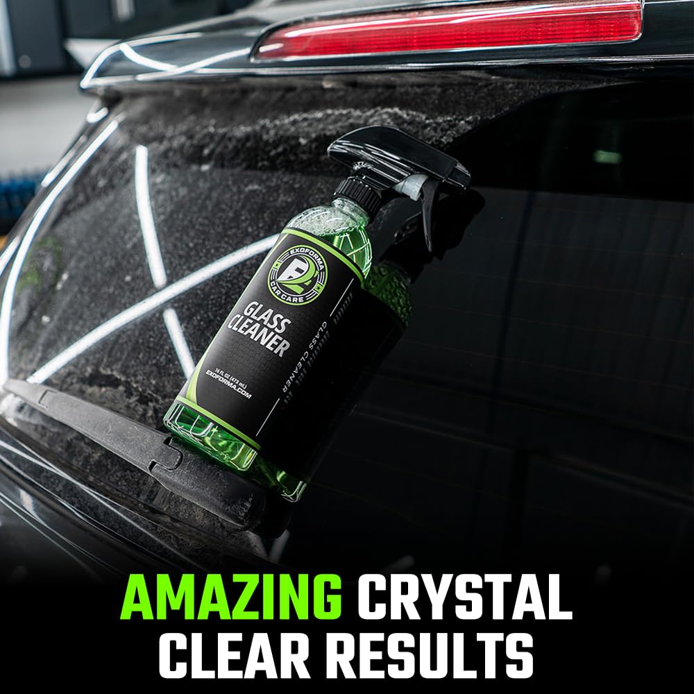 ExoForma Streak-Free Glass Cleaner - 16 oz | Crystal Clear Finish for Windows, Mirrors, Nav Screens & Tinted Glass | Safe & Effective Cleaning for Cars, Homes & Offices