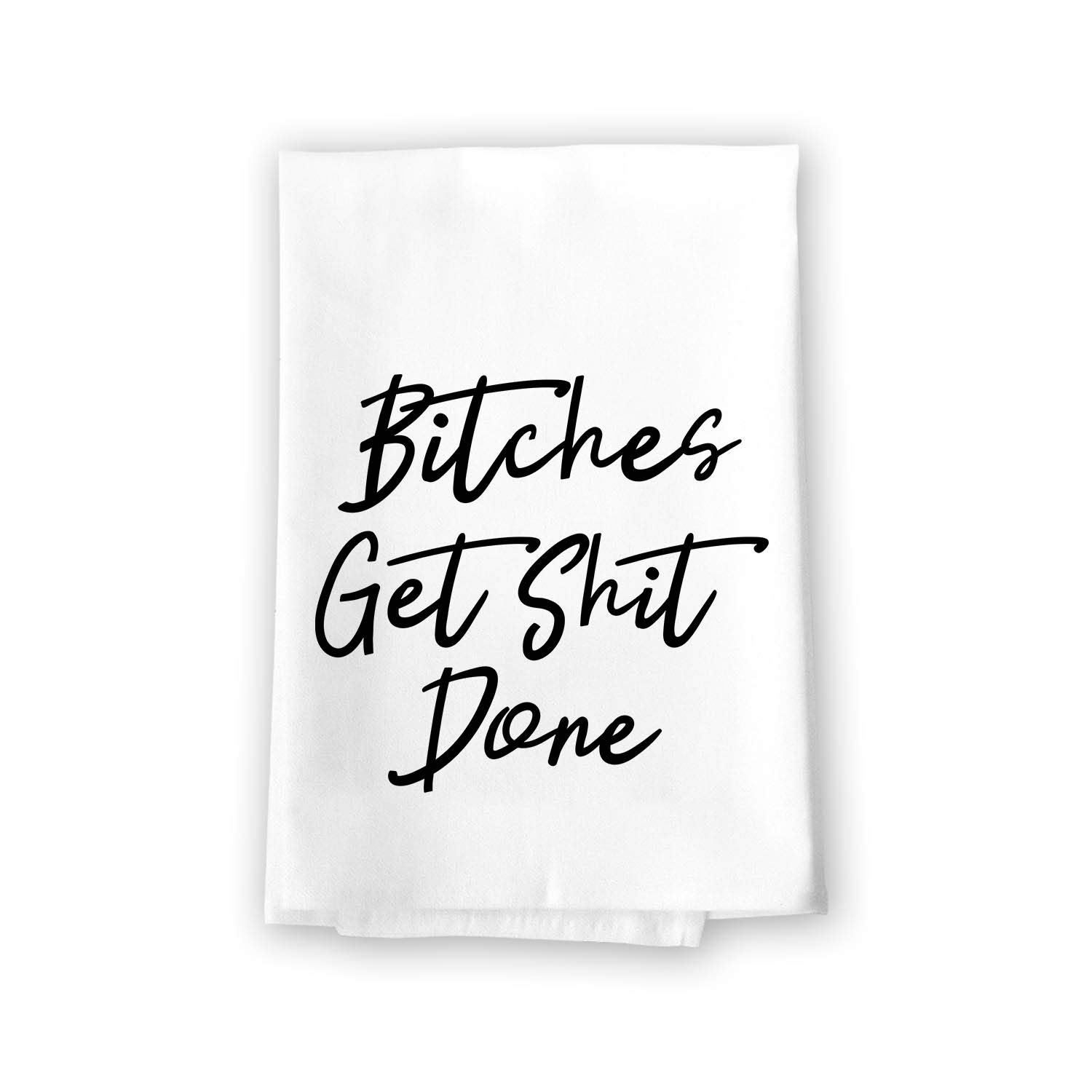 Funny Kitchen Towels - 'Bitches Get Shit Done' Honey Dew Gifts, 27x27 Inch Cotton Dish Towels | Flour Sack Towels for Kitchen, Cleaning & Decor (10058) - Perfect for Housewarming Gifts & Coffee Bar Setup
