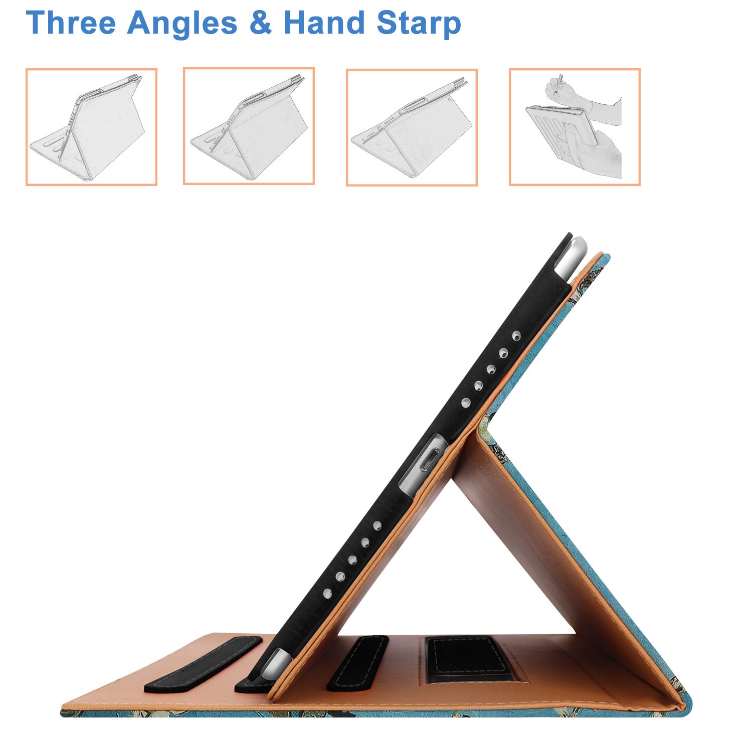 Pearflower iPad Air 5th/4th Generation Case (2022/2020 Model) - 10.9 Inch Protective Cover with Apple Pencil Holder, Multi-Angle Stand, Hand Strap & Auto Sleep/Wake | Perfect for Work, Study & Travel | Compatible with iPad Air 5/4 (10.9