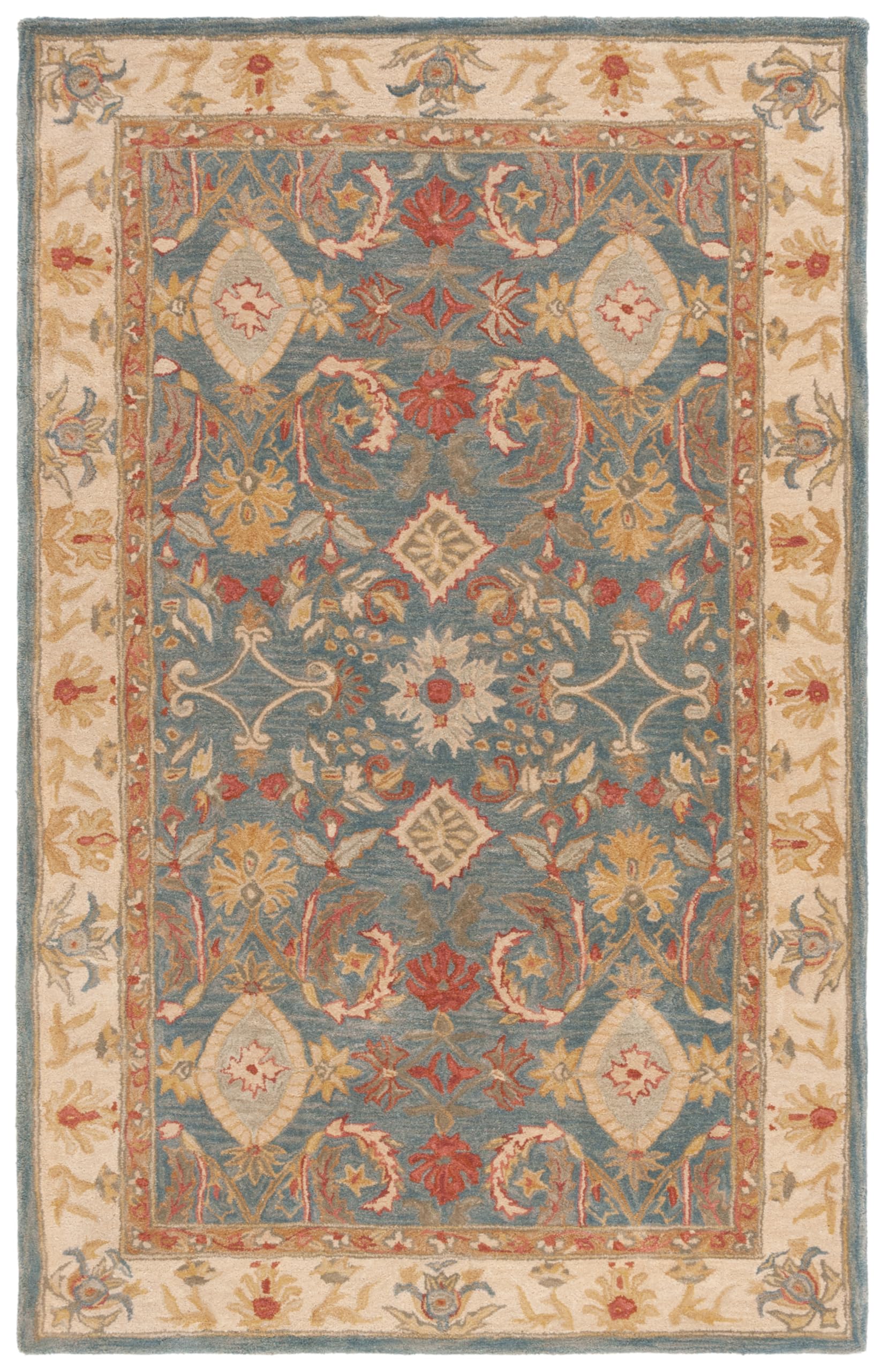 SAFAVIEH Anatolia Collection Handmade Traditional Oriental Wool Area Rug - 5' x 8', Light Blue & Ivory, Non-Slip & Durable for High Traffic Areas - Perfect for Living Room, Bedroom, Office & Dining Room Decor (AN544D)