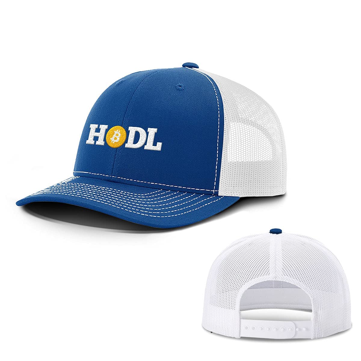 BustedTees HODL Bitcoin Baseball Cap for Men - Breathable Mesh Back Adjustable Snapback Hat - Perfect for Crypto Enthusiasts, Casual Wear & Outdoor Activities