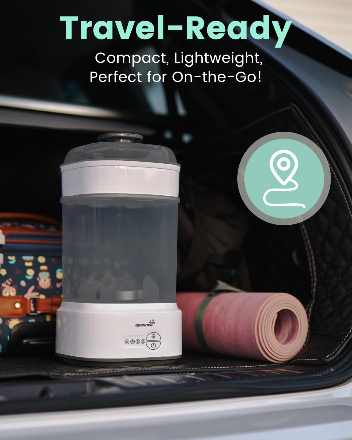 Electric Baby Bottle Sterilizer and Dryer - Compact Steam Sanitizer for Bottles, Pacifiers & Breast Pump Parts (Black) | Perfect for Nursery, Travel & Daily Baby Care