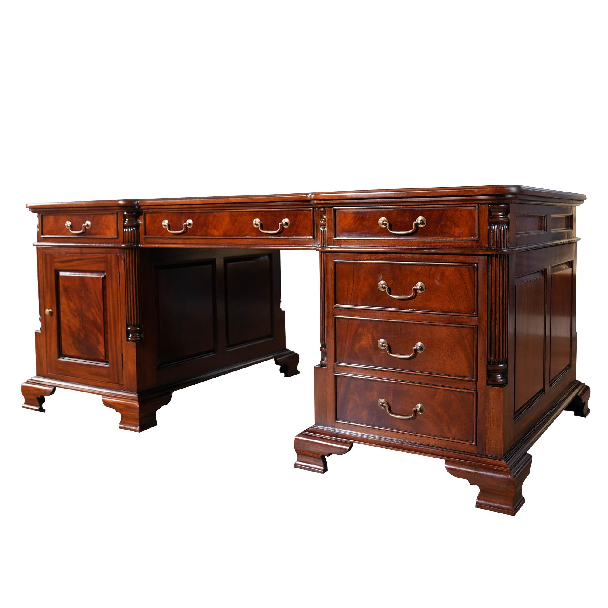 NOF075 Mahogany Partner Desk – Solid Wood Executive Office Desk for Home & Business | Perfect for Shared Workspaces, Home Offices & Conference Rooms
