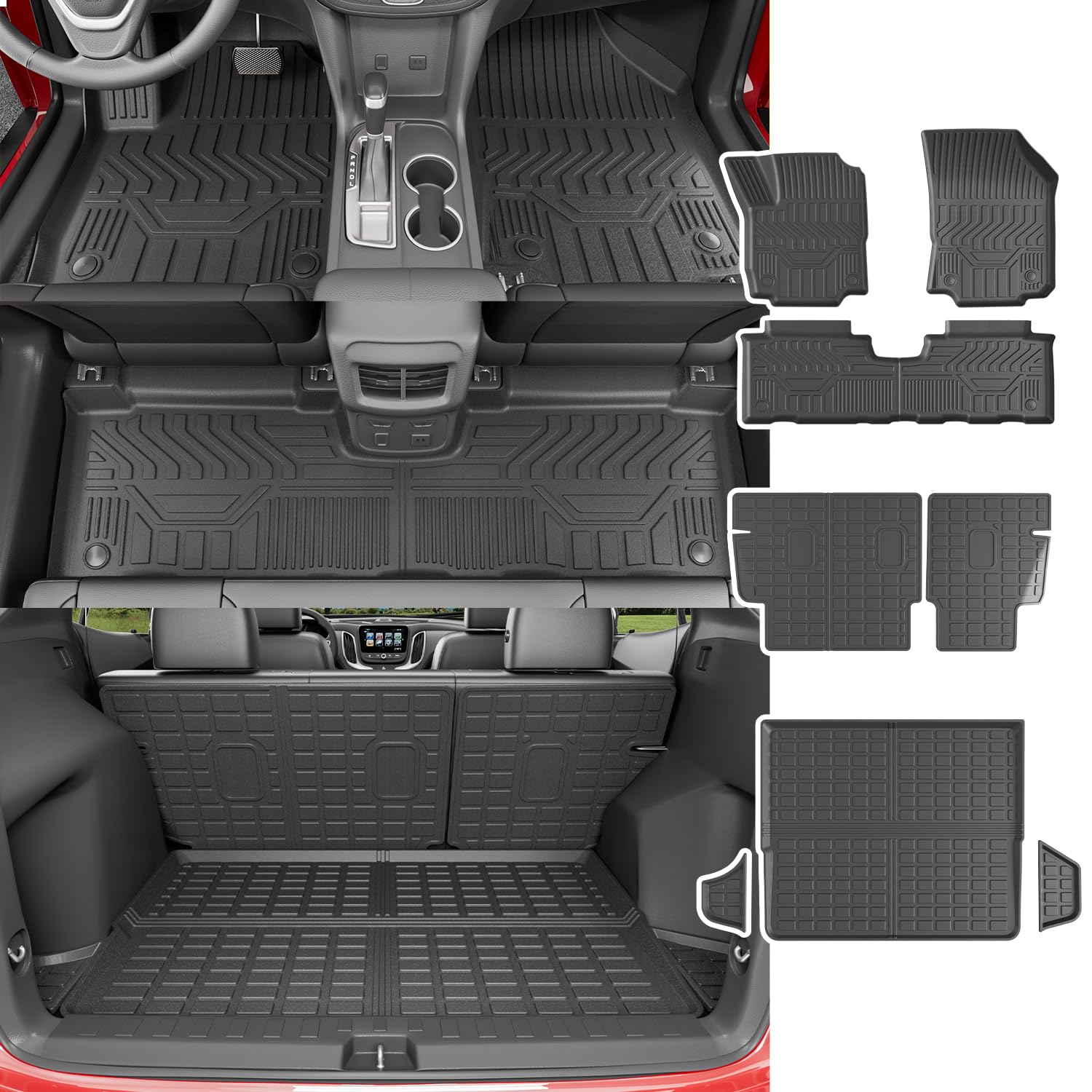2024 Chevy Equinox GMC Terrain Cargo Liner Set - Waterproof Rear Trunk Mat + Backrest Protector + Floor Mats - Perfect for Road Trips, Camping & Pet Transport