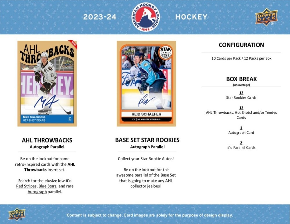 2023-24 Upper Deck AHL Hockey Hobby Box - 24 Packs with Exclusive Rookie Cards & Memorabilia - Perfect for Collectors & Fantasy Hockey Fans