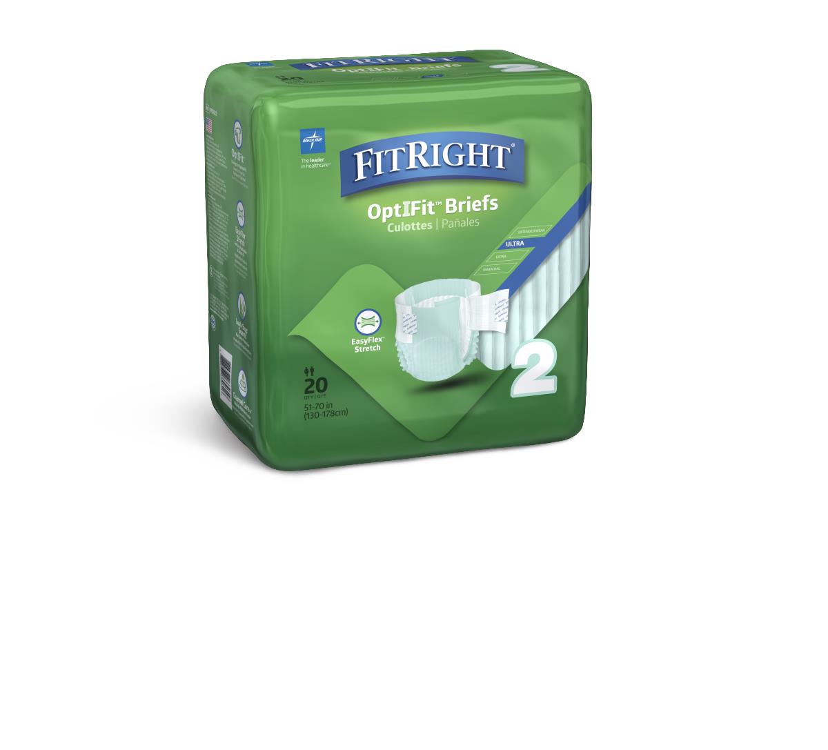 FitRight Stretch Ultra Incontinence Briefs for Women & Men - Super Absorbent Adult Diapers - Comfortable & Disposable Underwear for Overnight Protection, Post-Surgery & Travel Use