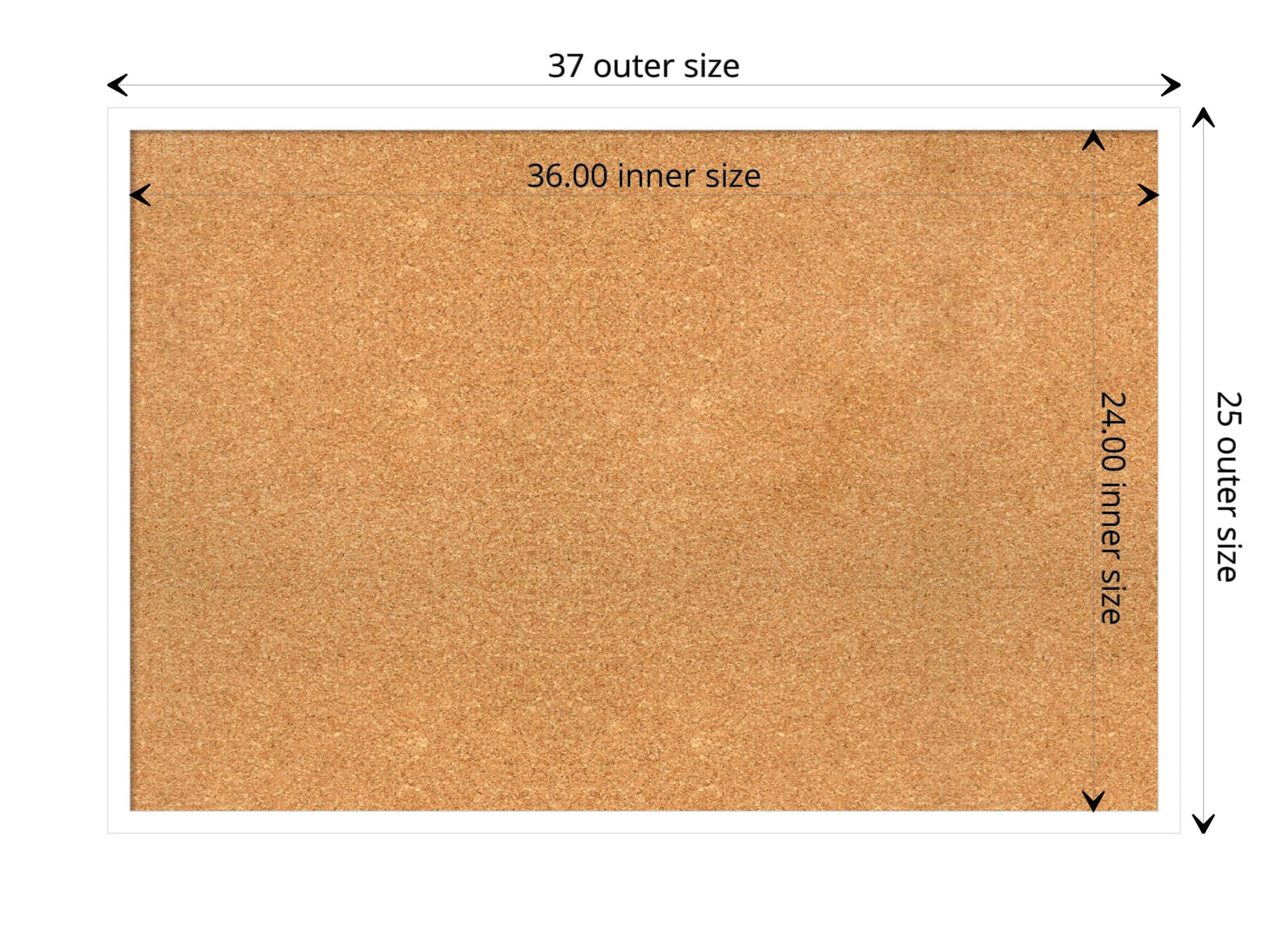 Amanti Art 25x37 Inch Natural Cork Board with White Wood Frame - Large Vision Board & Office Decor for Home Organization, Modern Pinboard for Notes, Photos & Display - Perfect for Home, Office & Dorm Room Inspiration