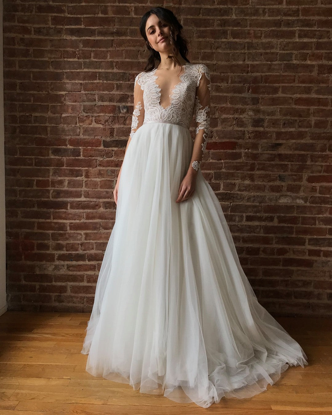 Wtoo Camden 13701 Lace Wedding Dress with Long Sleeves - Elegant A-Line Bridal Gown for Church Ceremony & Formal Wedding Reception